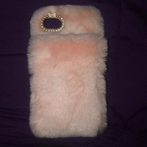 Pink fluffy iPhone 8 case